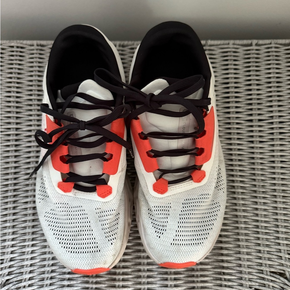 White and Orange On Cloud Athletic Sneakers